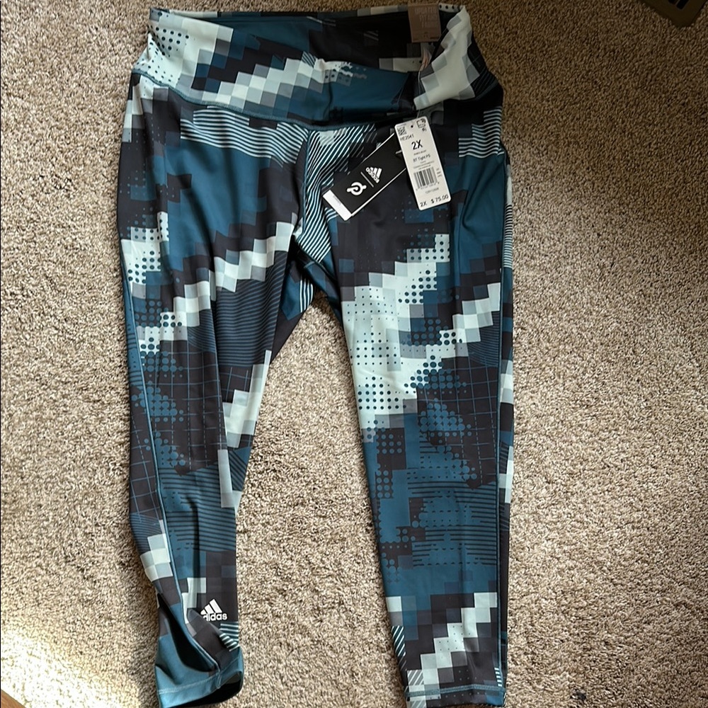 Adidas Black and Blue Leggings for Active Comfort